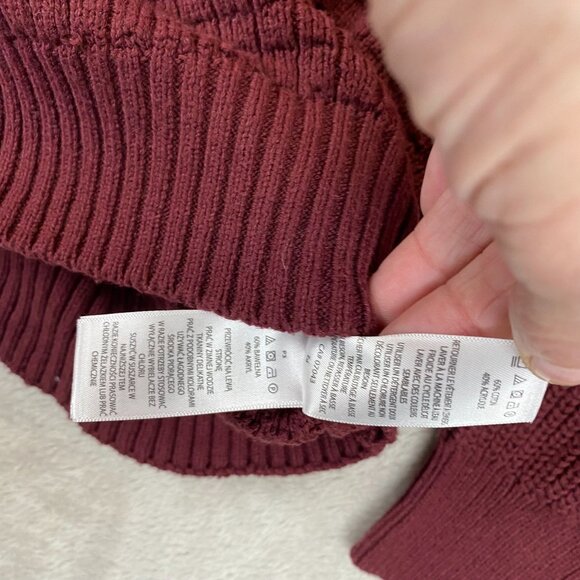 Ethan Pierce Mens Sweater Large  Burgundy Waffle Knit Pullover Button Collar - Picture 7 of 9